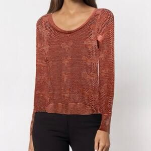 Candies knit heart sweater tangerine size extra small